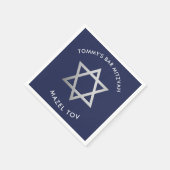 CUSTOM Bar Mitzvah mazel Tov star Marine + Silber Serviette (Ecke)
