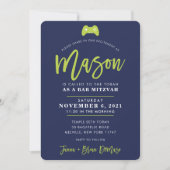 CUSTOM Bar Mitzvah moderne Gaming-Marine + Limon M Einladung (Vorderseite)