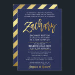 CUSTOM Bar Mitzvah Moderne Marine   Gold ZACHARY Einladung<br><div class="desc">von kat massard >>> WWW.SIMPLYSWEETPAPERIE.COM << ** NOTE - THE SHINY GOLD FOIL EFFECT IS A PRINTED PICTURE ** - - - - - - - - - - - - - - - - - - - - - - - - - - - - - - - -...</div>