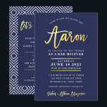 CUSTOM Bar Mitzvah moderne Marine   Goldname AARON Einladung<br><div class="desc">*** HINWEIS - DER SCHIEDENE GOLD FOIL EFFEKT IST EIN DRUCKENDES BILD *** - - - - - - - - - - - - - - - - - - - - KONTAKTIEREN SIE MICH mit der Liebe des Designs für "Imitate mit Goldfolieneffekt", aber möchten einige Änderungen sehen -...</div>