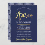 CUSTOM Bar Mitzvah moderne Marine   Goldname AARON Einladung<br><div class="desc">*** HINWEIS - DER SCHIEDENE GOLD FOIL EFFEKT IST EIN DRUCKENDES BILD *** - - - - - - - - - - - - - - - - - - - - KONTAKTIEREN SIE MICH mit der Liebe des Designs für "Imitate mit Goldfolieneffekt", aber möchten einige Änderungen sehen -...</div>