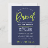 CUSTOM Bar Mitzvah Moderne Marine + Limon DANIEL Einladung (Vorderseite)