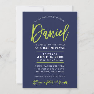 CUSTOM Bar Mitzvah Moderne Marine + Limon DANIEL Einladung