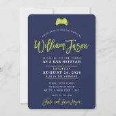 CUSTOM Bar Mitzvah Moderne Marine Limon Einladung (Vorderseite)