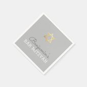 CUSTOM Bar Mitzvah Moderner Goldstar grau Serviette (Ecke)