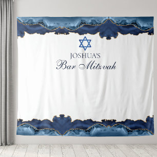 Custom Bar Mitzvah Party Navy Blue Foto Booth Wandteppich