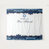 Custom Bar Mitzvah Party Navy Blue Foto Booth Wandteppich (Vorderseite (Horizontal))