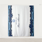 Custom Bar Mitzvah Party Navy Blue Foto Booth Wandteppich (Vorderseite)