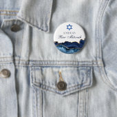 Custom Bar Mitzvah Party Navy Blue Gold Agate Button (Beispiel)