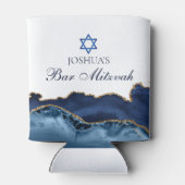 Custom Bar Mitzvah Party Navy Blue Gold Agate Dosenkühler (Rückseite)
