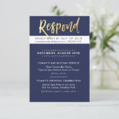 CUSTOM Bar Mitzvah Party Tommy Marine + Gold Einladung (Stehend Vorderseite)