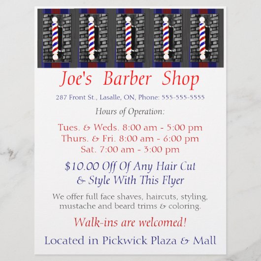 Custom Barber Shop / Werbung / Flyer (Vorne)