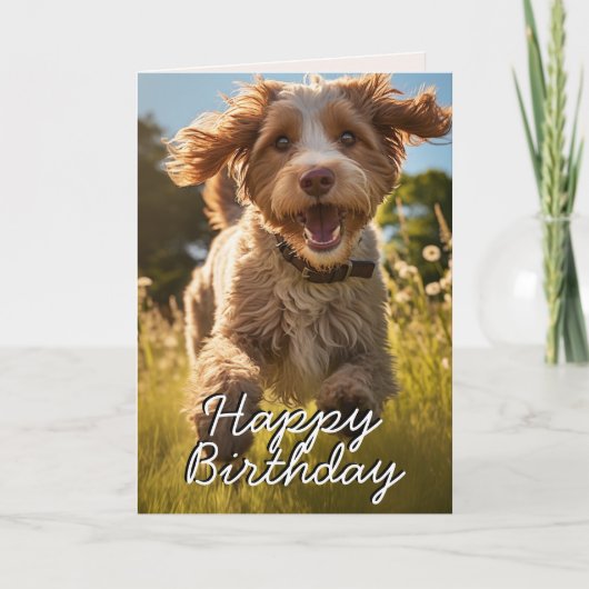 Custom Barbet Happy Birthday Card Dankeskarte (Vorderseite)