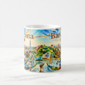 Custom Barcelona Spain Watercolor Park Guell Retro Kaffeetasse (Mittel)