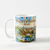 Custom Barcelona Spain Watercolor Park Guell Retro Kaffeetasse (Links)