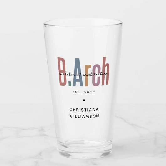Custom BArch Bachelor of Architecture Abschluss Glas (Vorderseite)