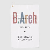 Custom BArch Bachelor of Architecture Abschluss Golfhandtuch (Vorderseite)