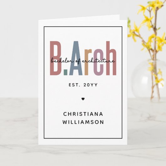 Custom BArch Bachelor of Architecture Abschluss Karte (Gelbe Blume)