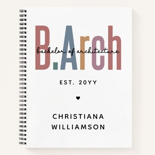 Custom BArch Bachelor of Architecture Abschluss Notizblock (Vorderseite)
