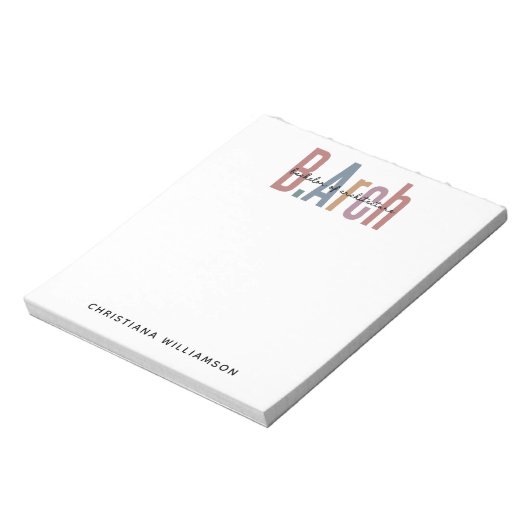 Custom BArch Bachelor of Architecture Abschluss Notizblock (Rotiert)