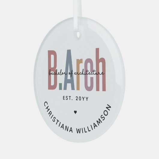 Custom BArch Bachelor of Architecture Abschluss Ornament Aus Glas (Vorderseite links)