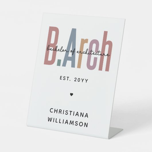 Custom BArch Bachelor of Architecture Abschluss Sockelschild (Vorderseite)