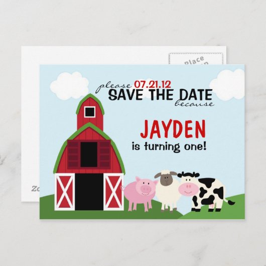 Custom Barnyard Save the Date oder Einladungen (Vorne/Hinten)