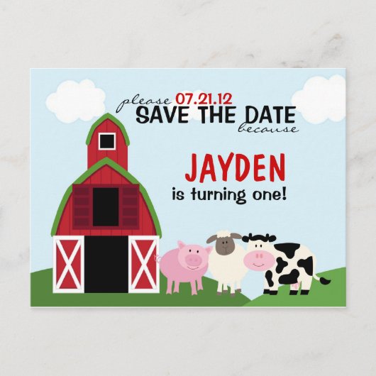 Custom Barnyard Save the Date oder Einladungen (Vorderseite)
