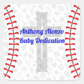 Custom Baseball Baby Dedication w/ Cross Quadratischer Aufkleber (Vorderseite)