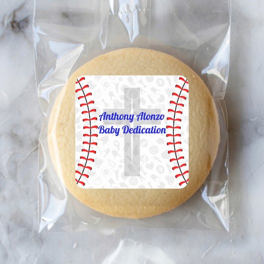 Custom Baseball Baby Dedication w/ Cross Quadratischer Aufkleber
