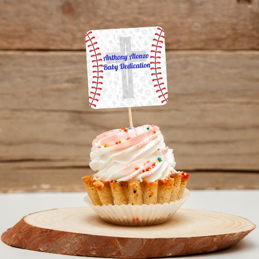 Custom Baseball Baby Dedication w/ Cross Quadratischer Aufkleber