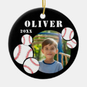 Custom Baseball Ball Black Sports Foto Keramik Ornament (Vorne)
