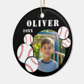 Custom Baseball Ball Black Sports Foto Keramik Ornament (Links)