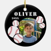 Custom Baseball Ball Black Sports Foto Keramik Ornament (Hinten)