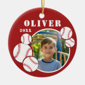 Custom Baseball Ball Red Sports Foto Keramik Ornament (Vorne)