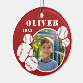 Custom Baseball Ball Red Sports Foto Keramik Ornament (Links)