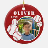 Custom Baseball Ball Red Sports Foto Keramik Ornament (Hinten)