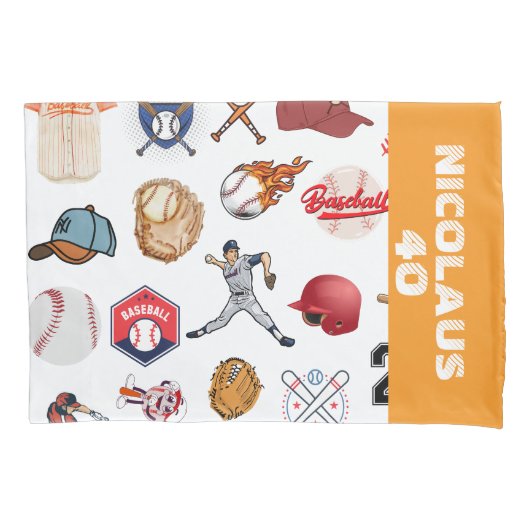 Custom Baseball coach pattern in white and orange Kissenbezug (Vorderseite)