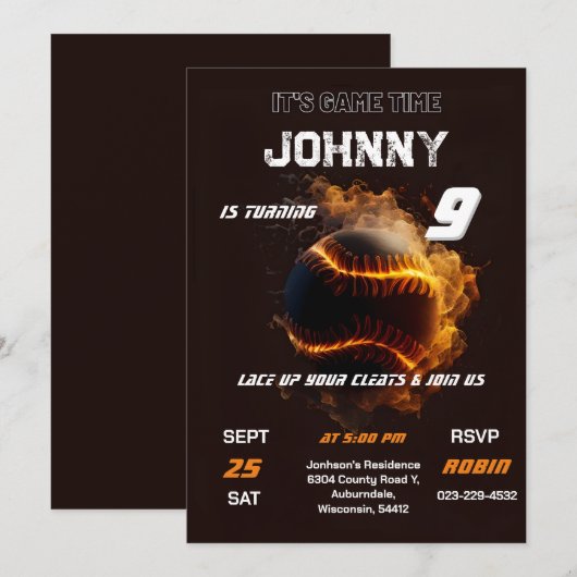 Custom Baseball Geburtstag für Junge Einladung (Vorne/Hinten)