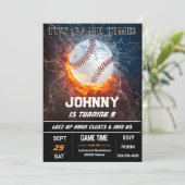 Custom Baseball Geburtstagsparty Einladung (Stehend Vorderseite)