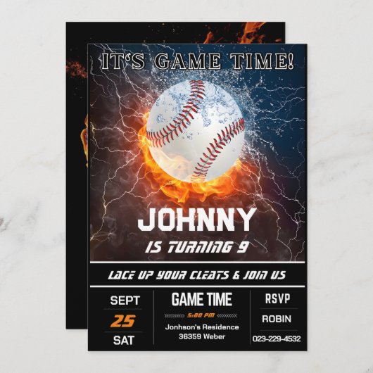 Custom Baseball Geburtstagsparty Einladung (Vorne/Hinten)