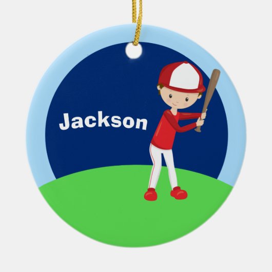 Custom Baseball Kid Keramikornament (Vorne)