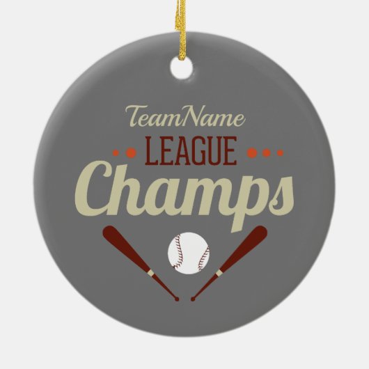 Custom Baseball League Champs Keramik Ornament (Hinten)