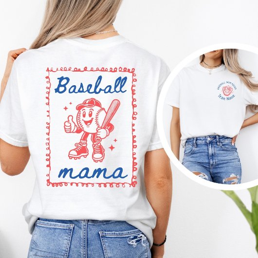 Custom Baseball Mama & Team Name T-Shirt