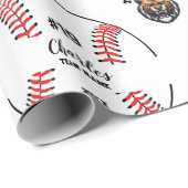 Custom Baseball Player Name Number and Team Logo Geschenkpapier (Rolleneckpunkt)