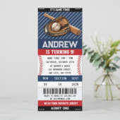 Custom Baseball Ticket Birthday with photo for boy Einladung (Stehend Vorderseite)