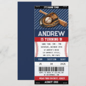 Custom Baseball Ticket Birthday with photo for boy Einladung (Vorne/Hinten)