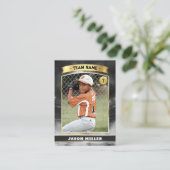 Custom Baseball Trading Card Black Gold Stadium Telefonnummerkarte (Stehend Vorderseite)