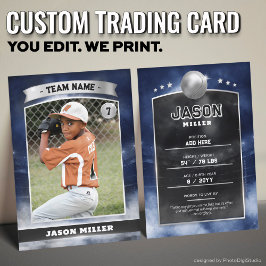 Custom Baseball Trading Card Blue Silver Stadium Telefonnummerkarte