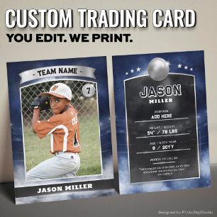 Custom Baseball Trading Card Blue Silver Stadium Telefonnummerkarte
